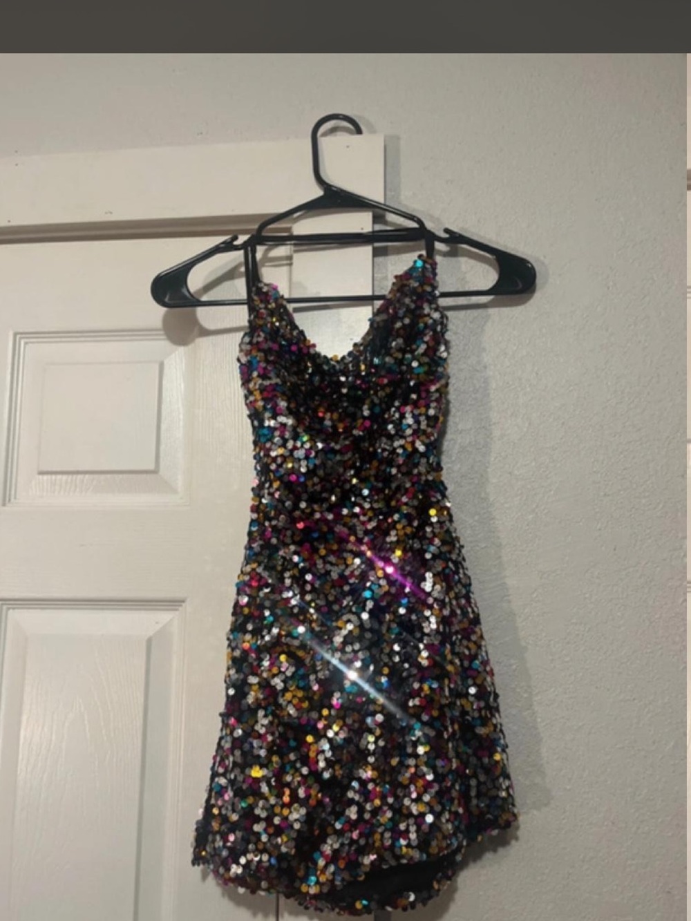 Hello Molly Black Sequin Trim Mini Dress
